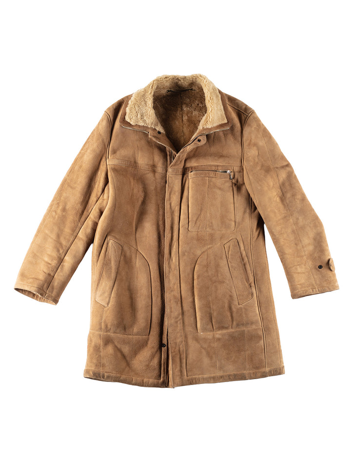 Vintage 80's Men Sheepskin Coat in BrownVN392