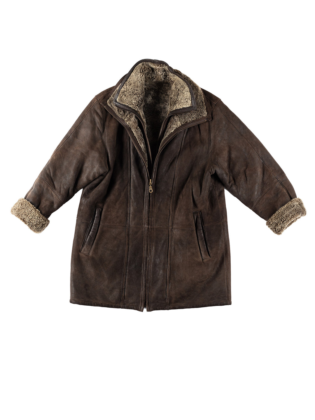 Vintage 90's Women Sheepskin Coat in BrownMN143