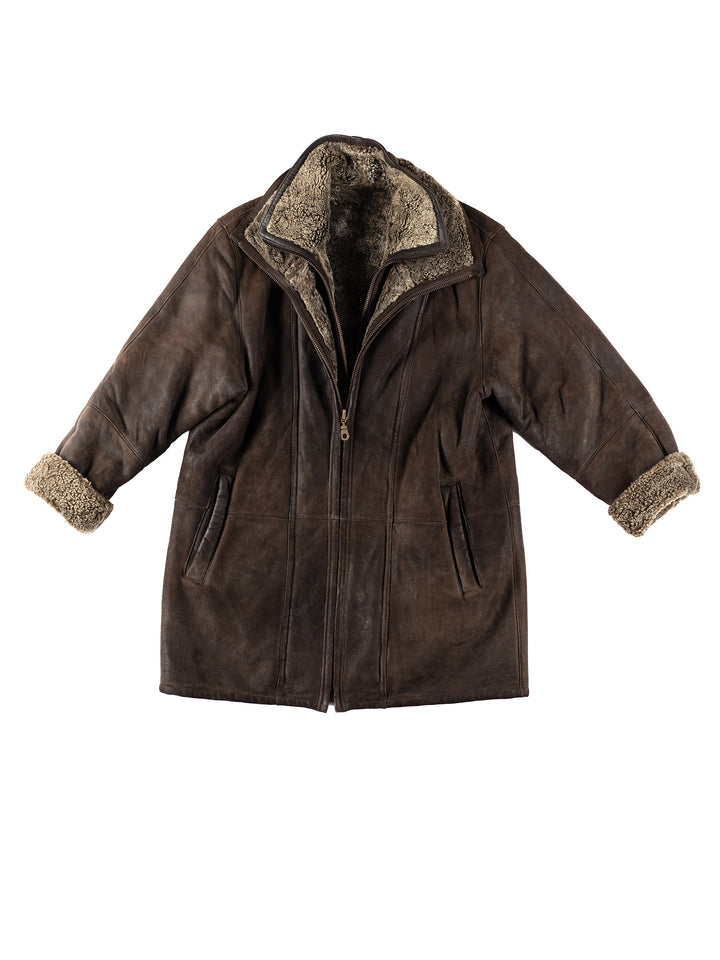 Vintage 90's Women Sheepskin Coat in BrownMN143