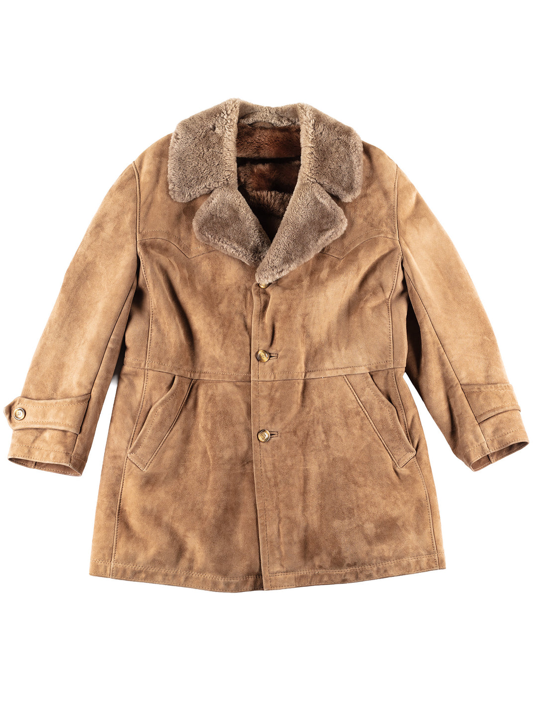 Vintage 70's Men Sheepskin Coat in Brown