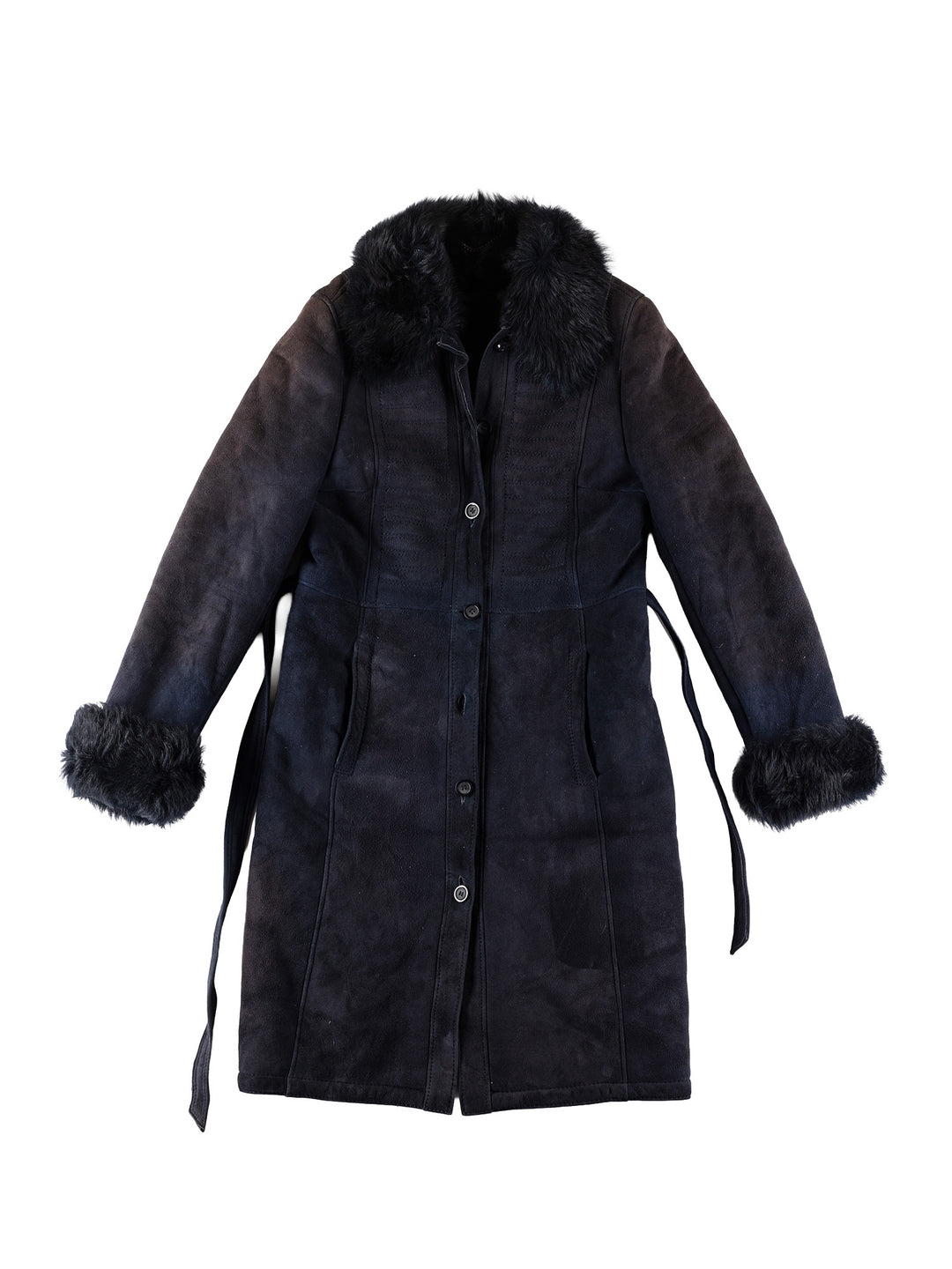 Vintage 70's Women Sheepskin Coat in BlueMN660