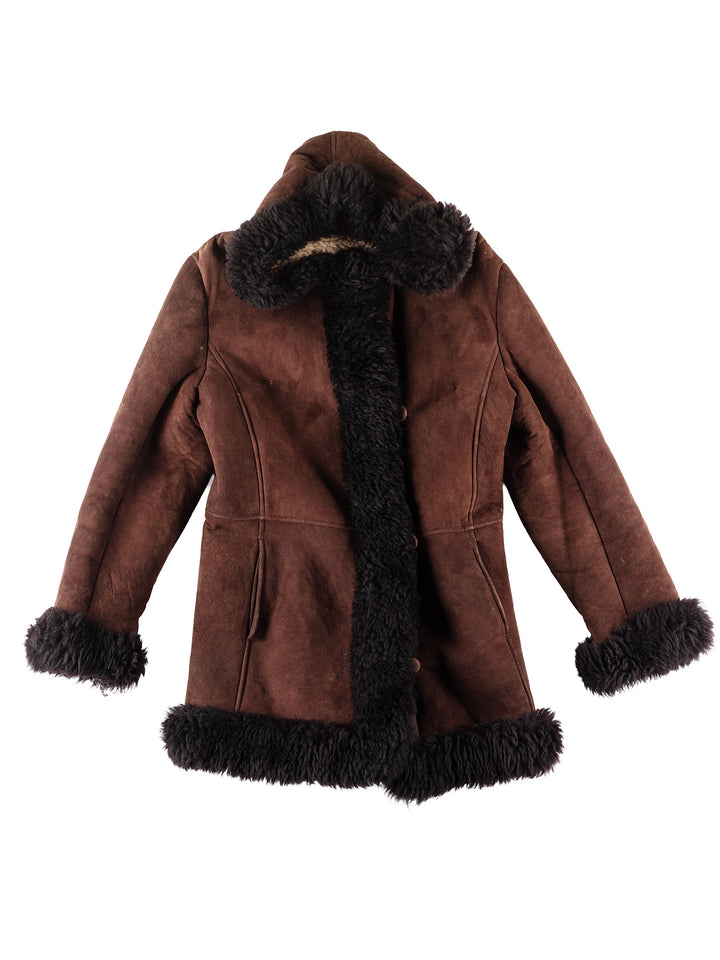 Vintage 70's Women Sheepskin Coat in Brown