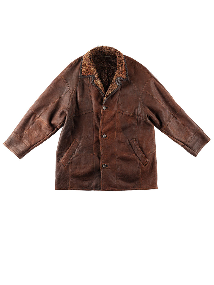 Vintage 90's Men Sheepskin Coat in BrownVN161
