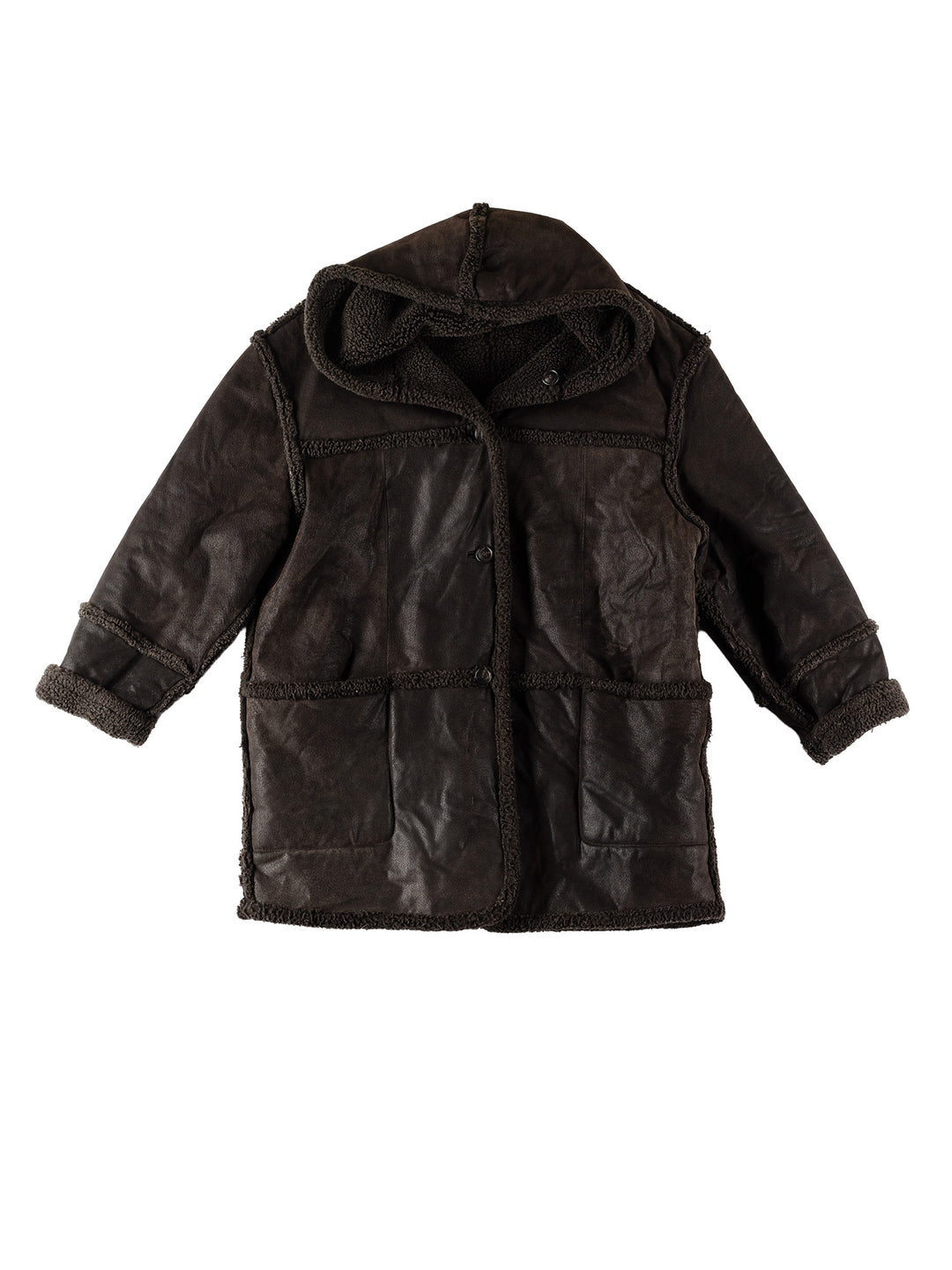 Vintage 80's Women Faux Sheepskin Coat in BlackMN515