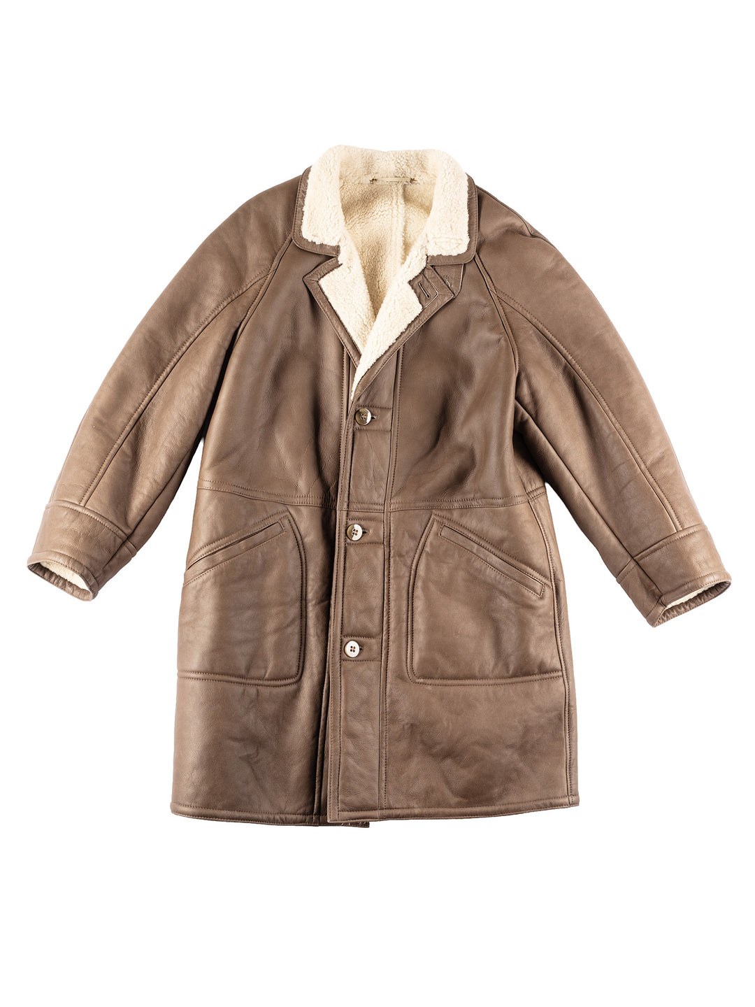 Vintage 80's Men Sheepskin Coat in Brown