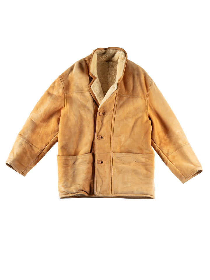 Vintage 80's Men Sheepskin Coat in BrownVN618