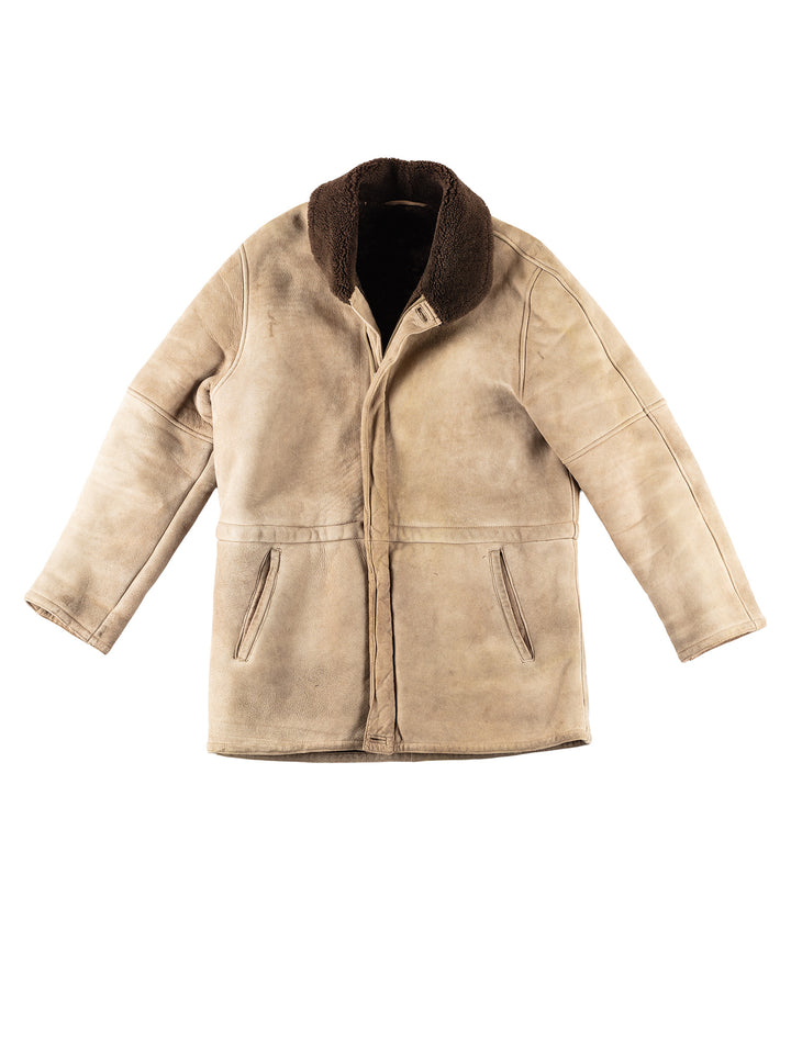 Vintage 80's Men Sheepskin Coat in BeigeVN225