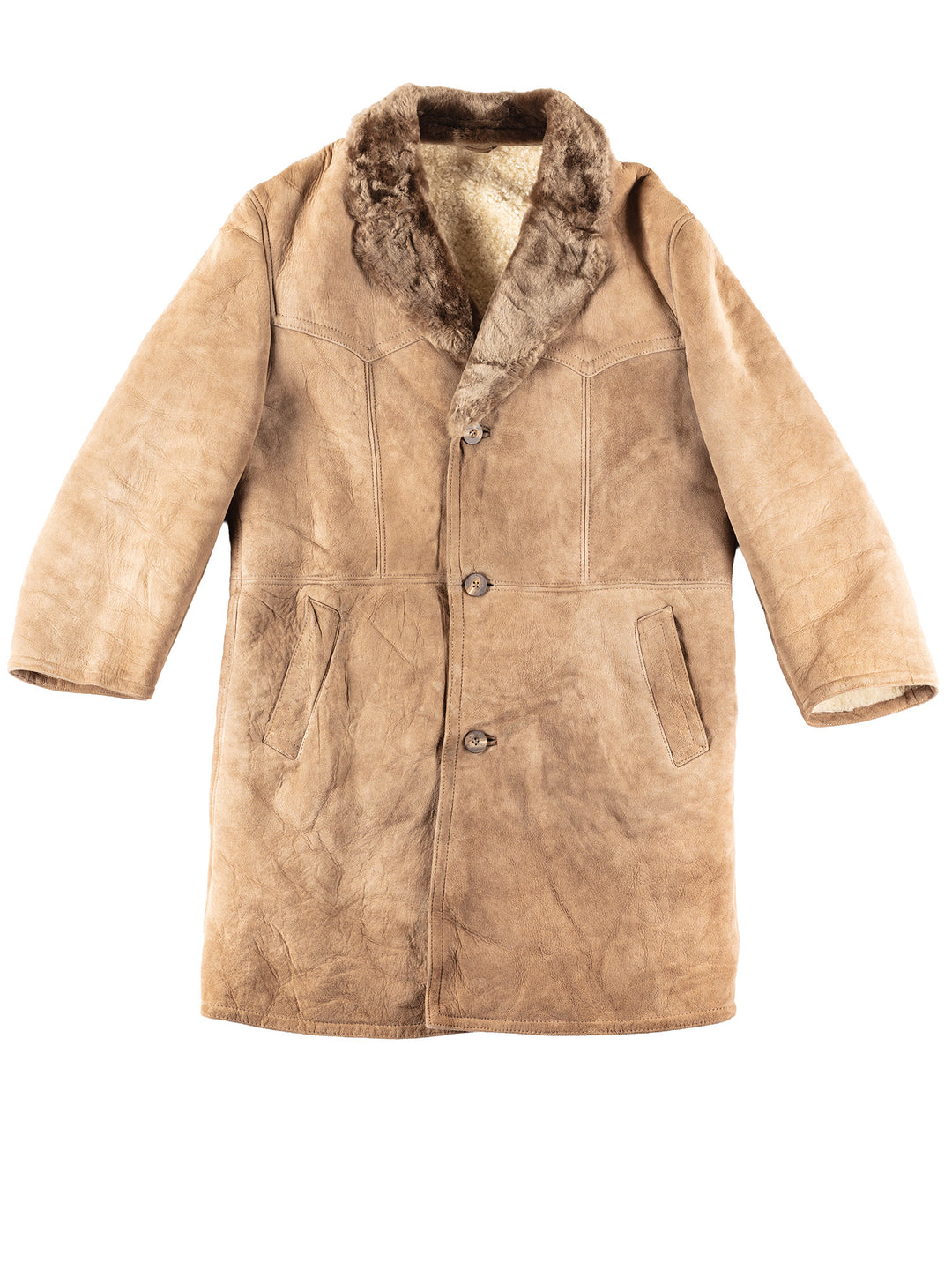 Vintage 70's Men Sheepskin Coat in BeigeVN093