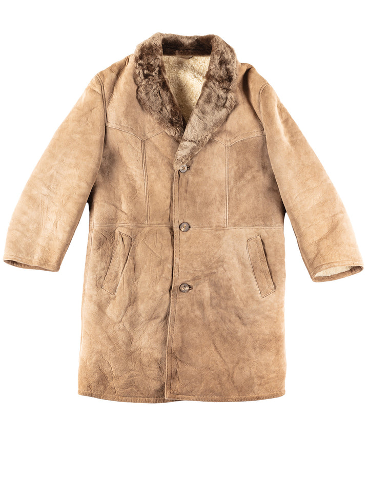 Vintage 70's Men Sheepskin Coat in BeigeVN093