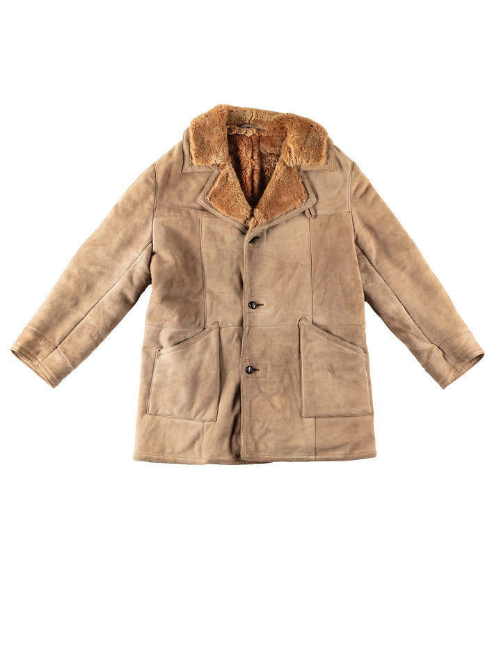 Vintage 80's Men Sheepskin Coat in BeigeVN199