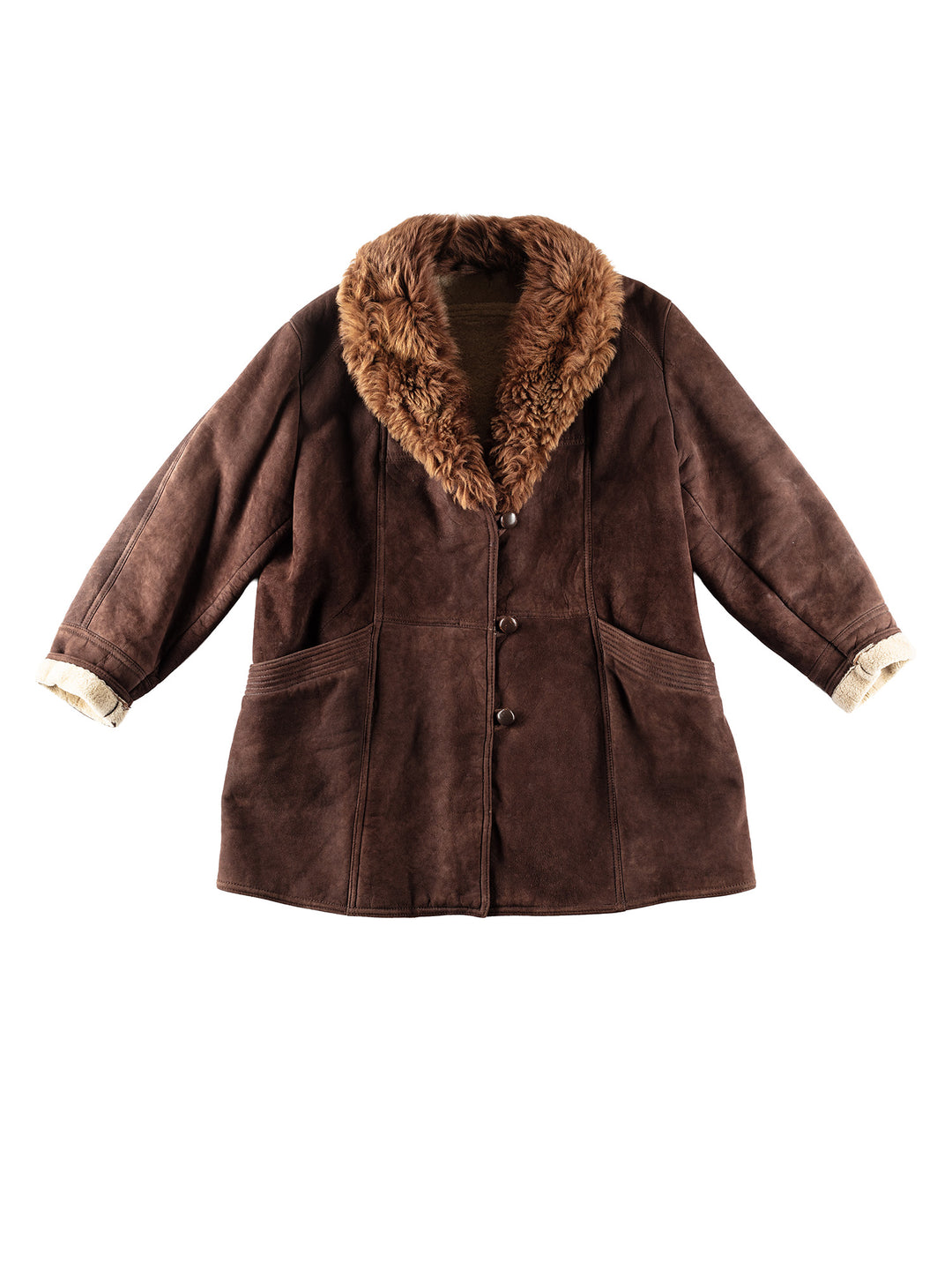 Vintage 80's Women Sheepskin Coat in BrownMN239