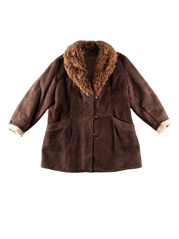Vintage 80's Women Sheepskin Coat in BrownMN239