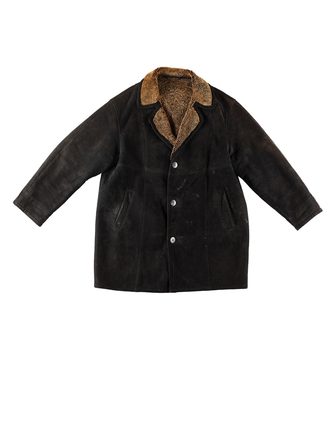 Vintage 80's Men Sheepskin Coat in BlackVN229