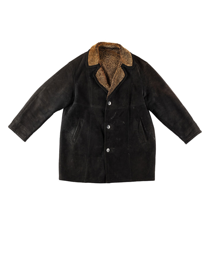 Vintage 80's Men Sheepskin Coat in BlackVN229