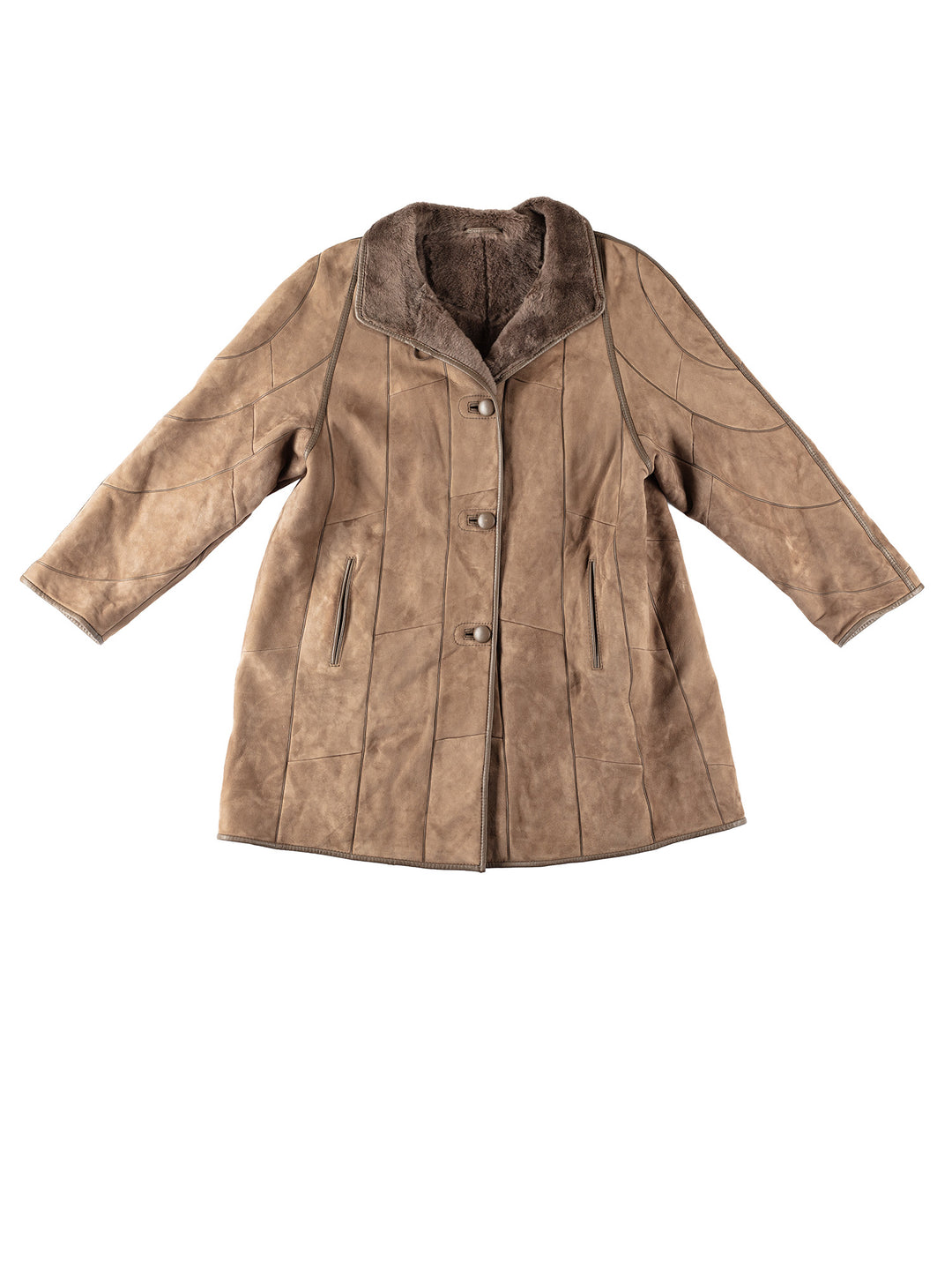 Vintage 80's Women Sheepskin Coat in BeigeMN176