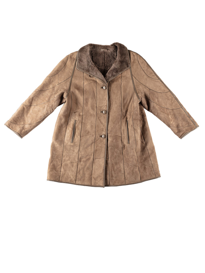Vintage 80's Women Sheepskin Coat in BeigeMN176