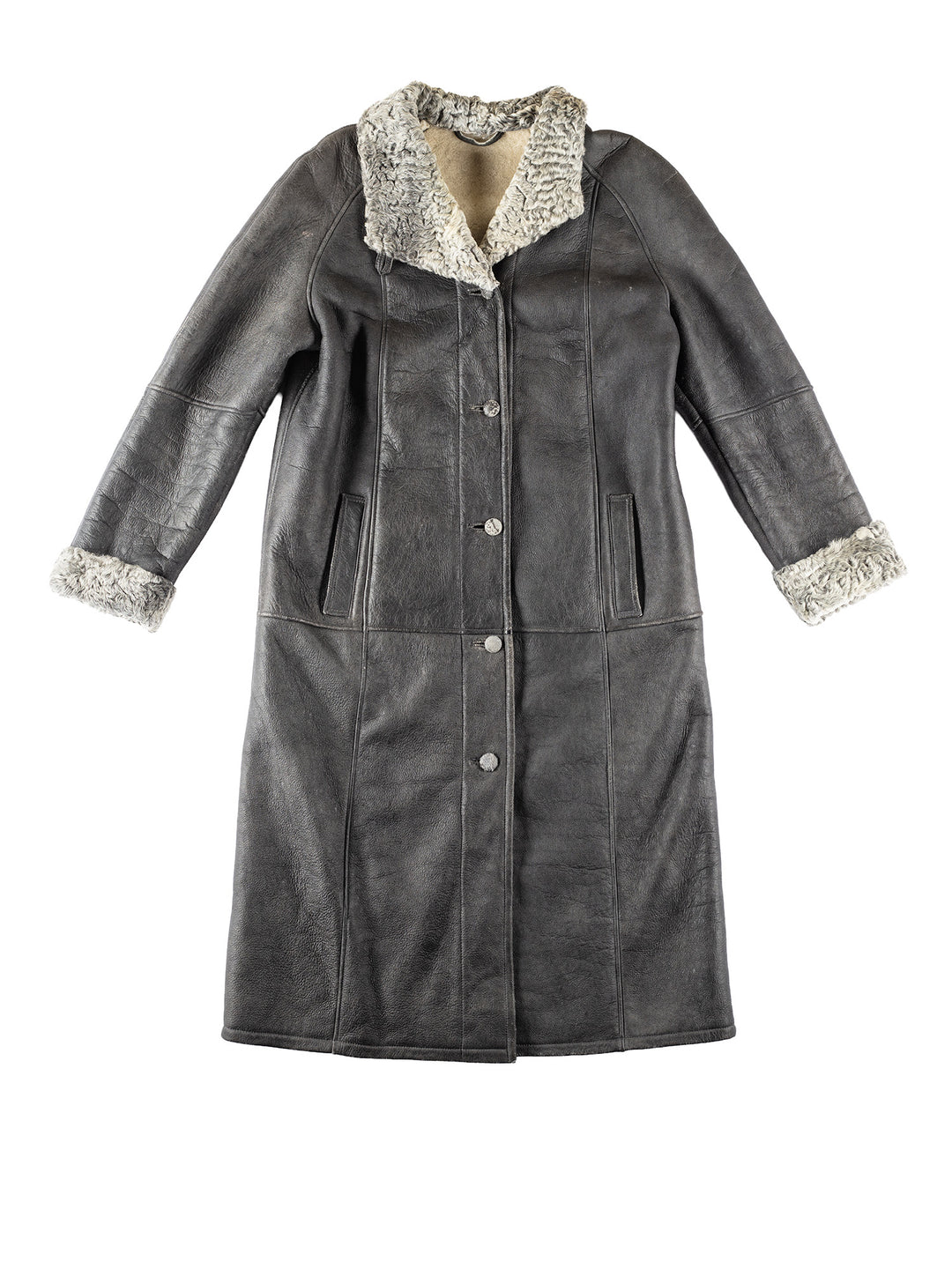Vintage 90's Women Sheepskin Coat in GrayMN214