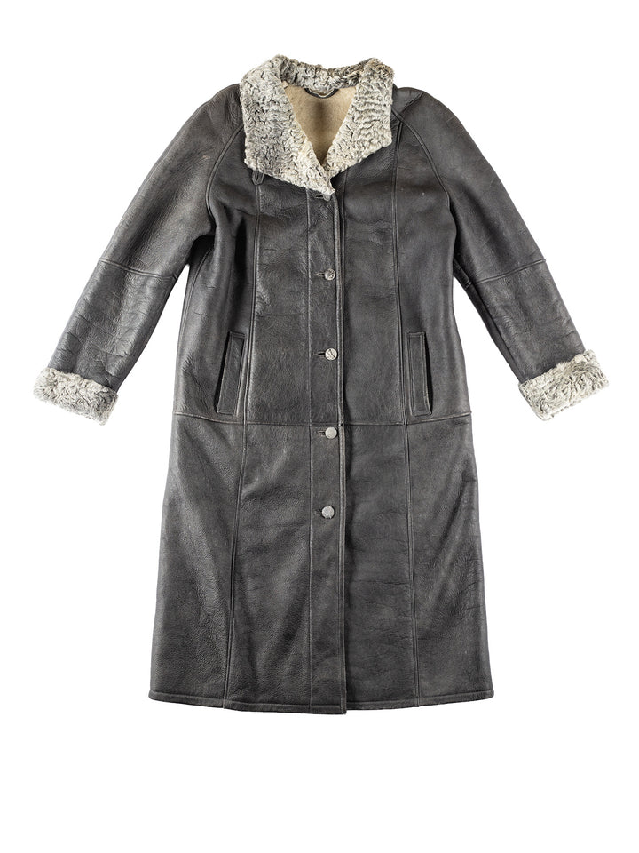 Vintage 90's Women Sheepskin Coat in GrayMN214