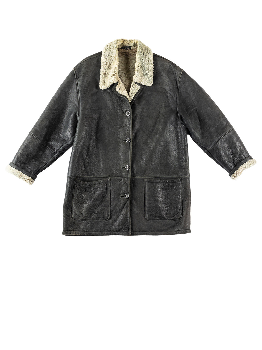 Vintage 80's Women Sheepskin Coat in BlackMN152