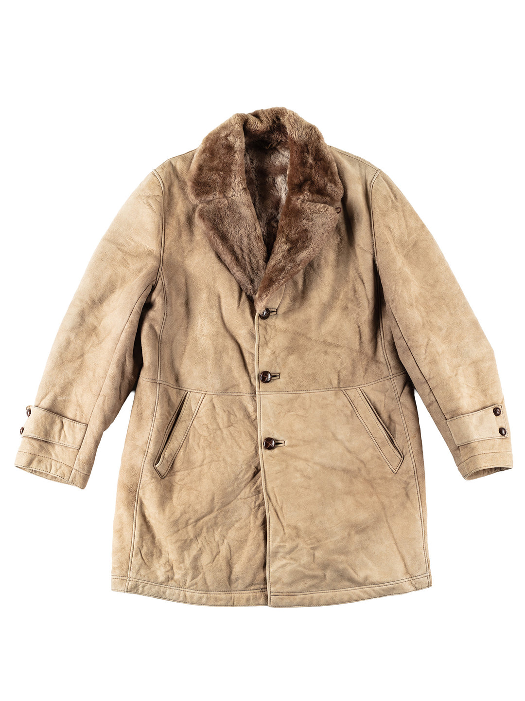 Vintage 80's Men Sheepskin Coat in BeigeVN108