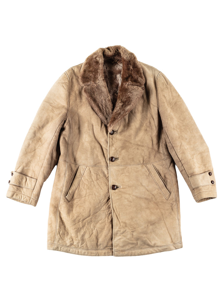 Vintage 80's Men Sheepskin Coat in BeigeVN108