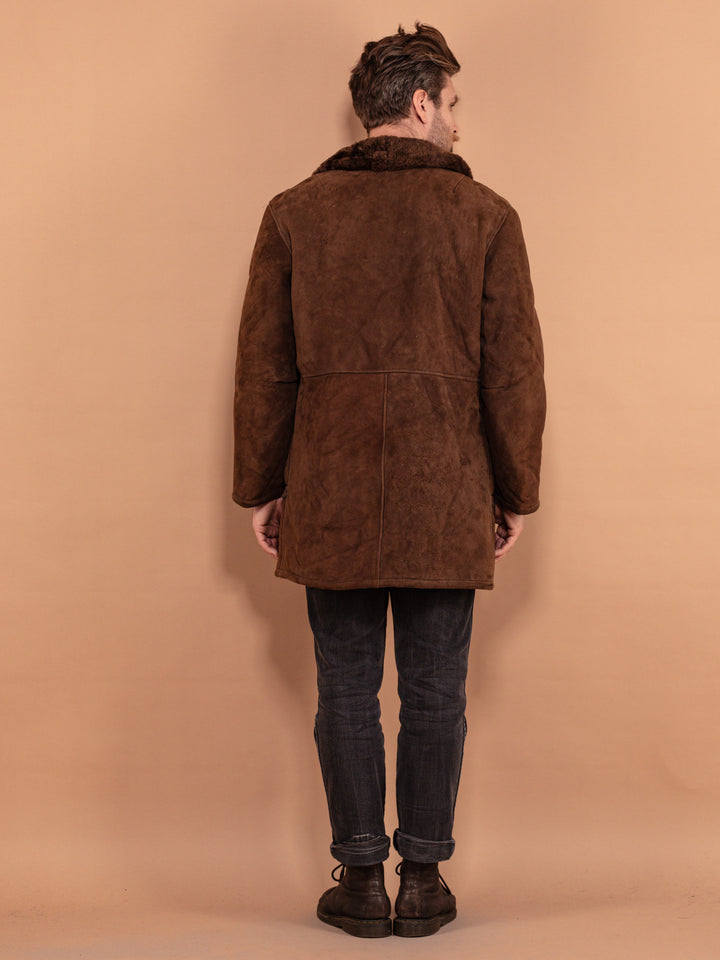 Vintage 70's Men Sheepskin Coat in Brown - NorthernGrip