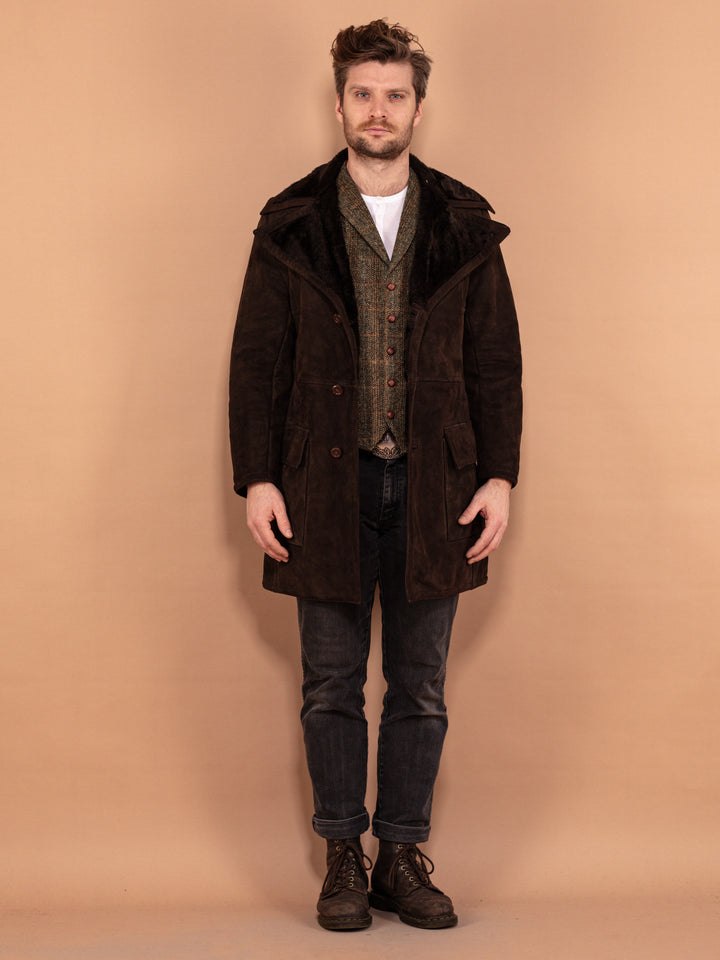 Vintage 70's Men Suede Sherpa Coat in Brown - NorthernGrip