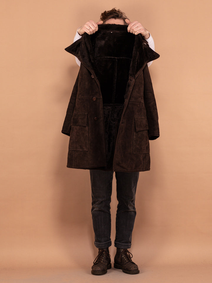 Vintage 70's Men Suede Sherpa Coat in Brown - NorthernGrip