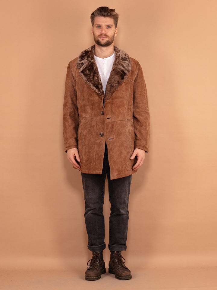 Vintage 70's Men Suede Sherpa Coat in Brown - NorthernGrip
