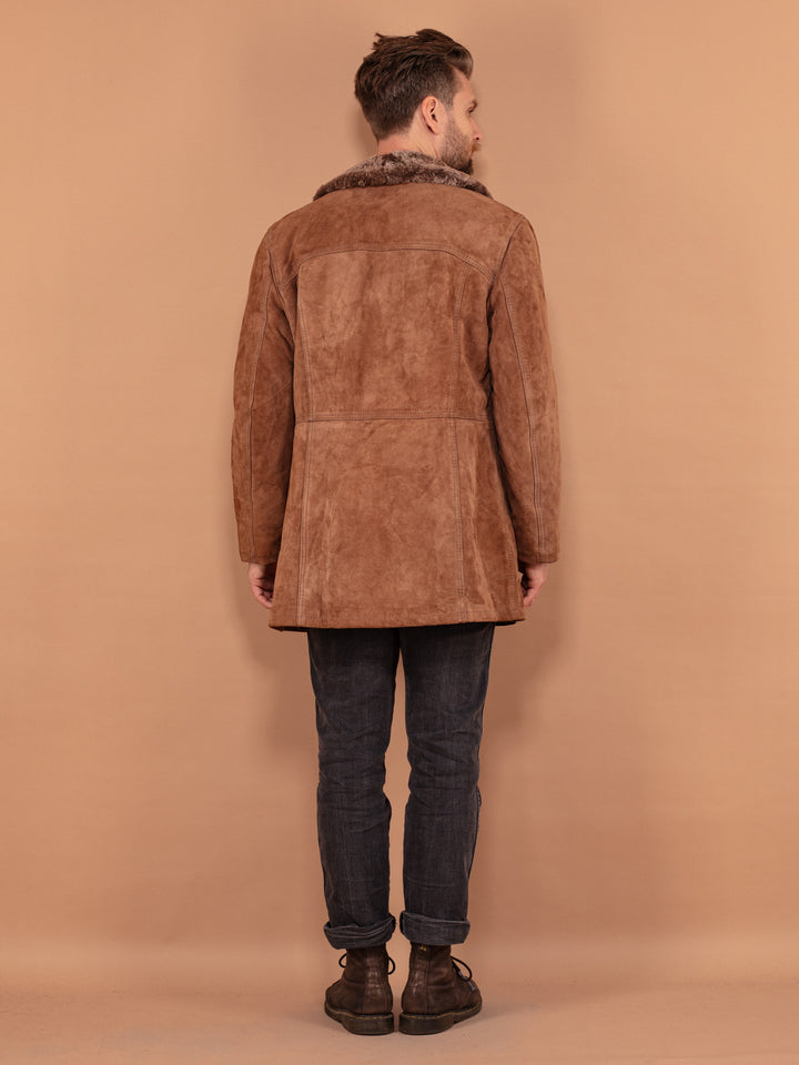 Vintage 70's Men Suede Sherpa Coat in Brown - NorthernGrip