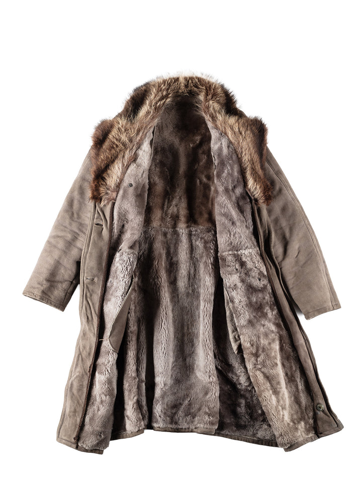 Vintage 80's Women Sheepskin Coat in GrayMN173
