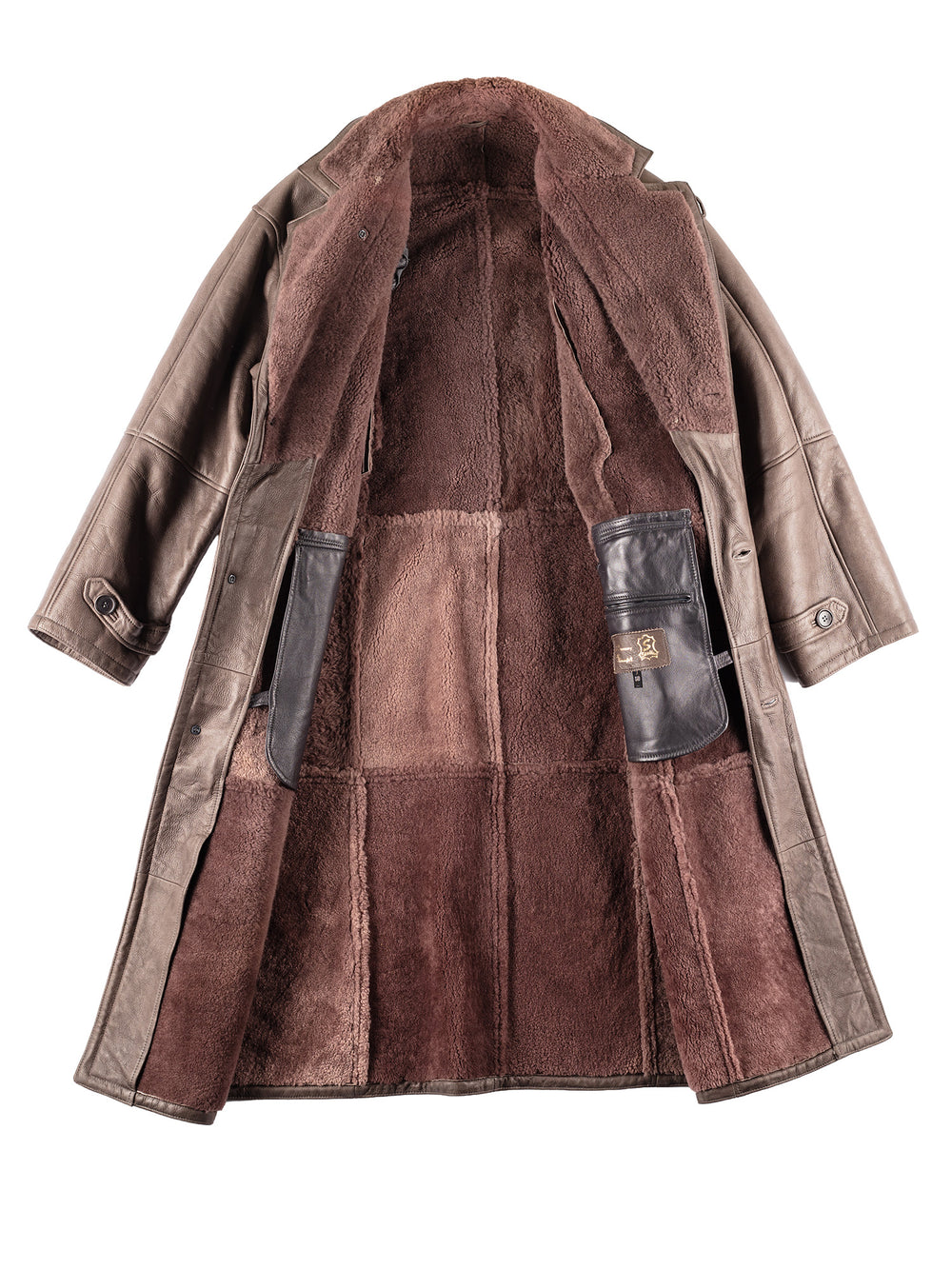 Vintage 80's Men Sheepskin Coat in BrownVN095