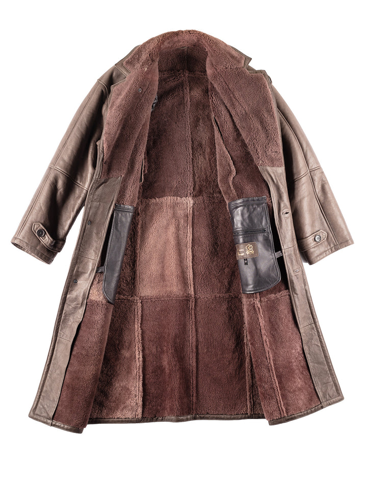 Vintage 80's Men Sheepskin Coat in BrownVN095
