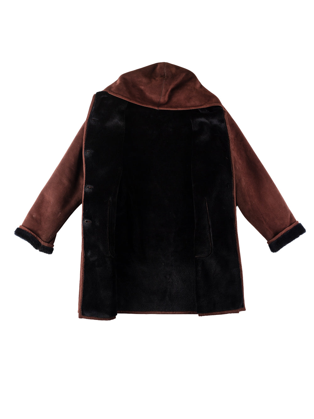 Vintage 90's Women Faux Sheepskin Coat in BrownMN158