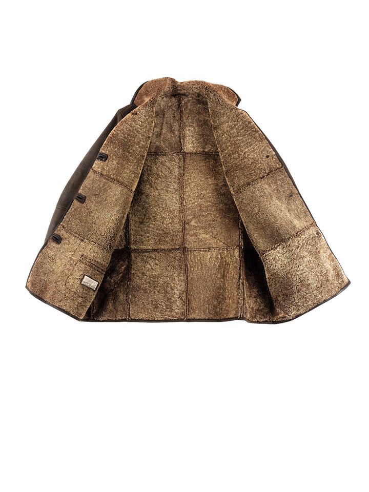 Vintage 80's Women Sheepskin Coat in BrownMN401