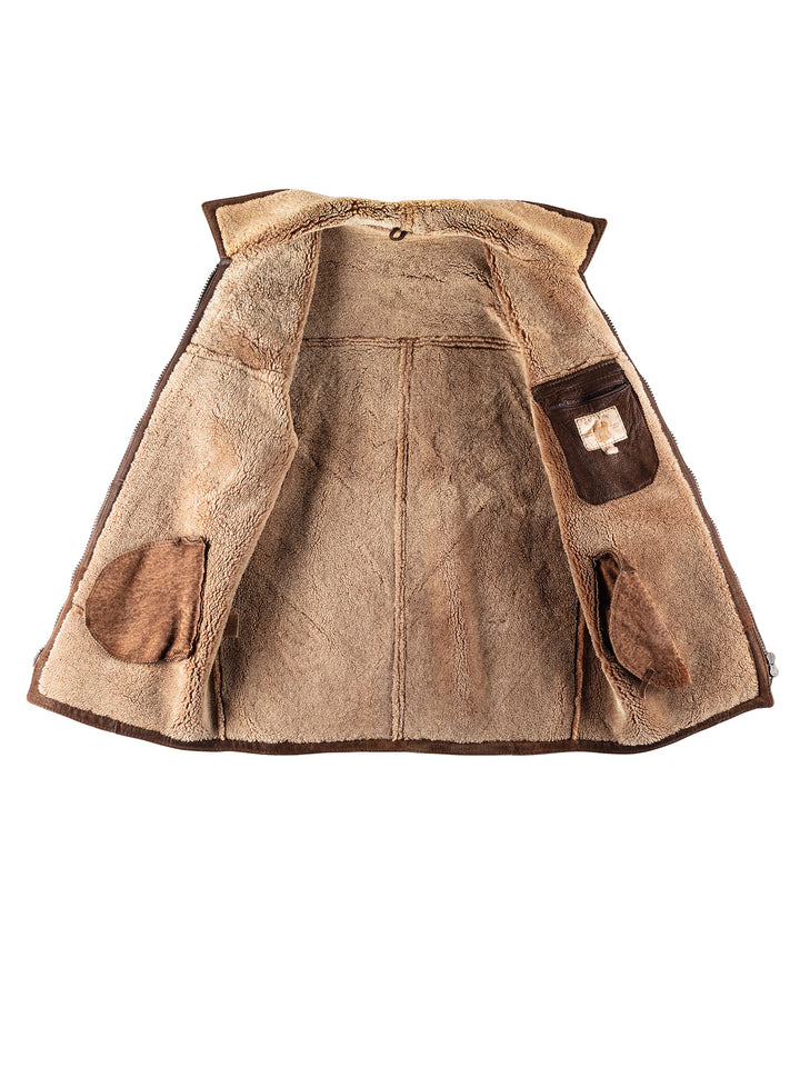 Vintage 80's Men Sheepskin Coat in BrownVN387