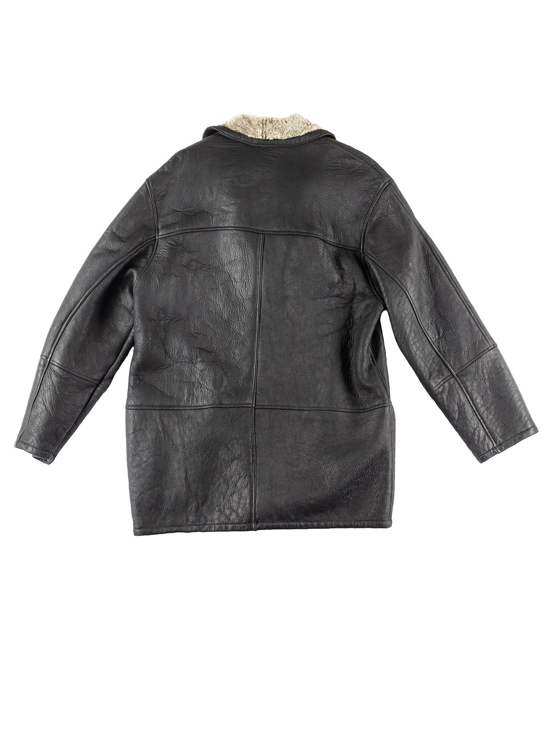 Vintage 80's Men Sheepskin Coat in Black