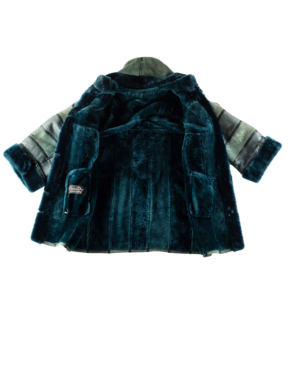 Vintage 80's Women Sheepskin Coat in GreenMN241