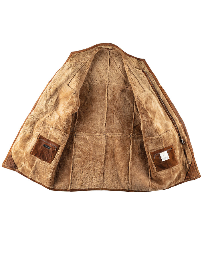 Vintage 80's Men Sheepskin Coat in BrownVN175