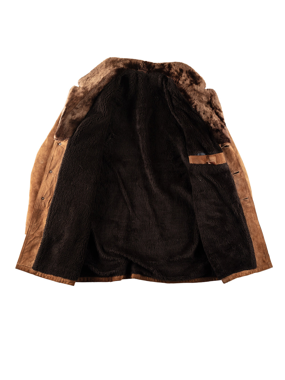 Vintage 90's Men Faux Sheepskin Coat in BrownVN173