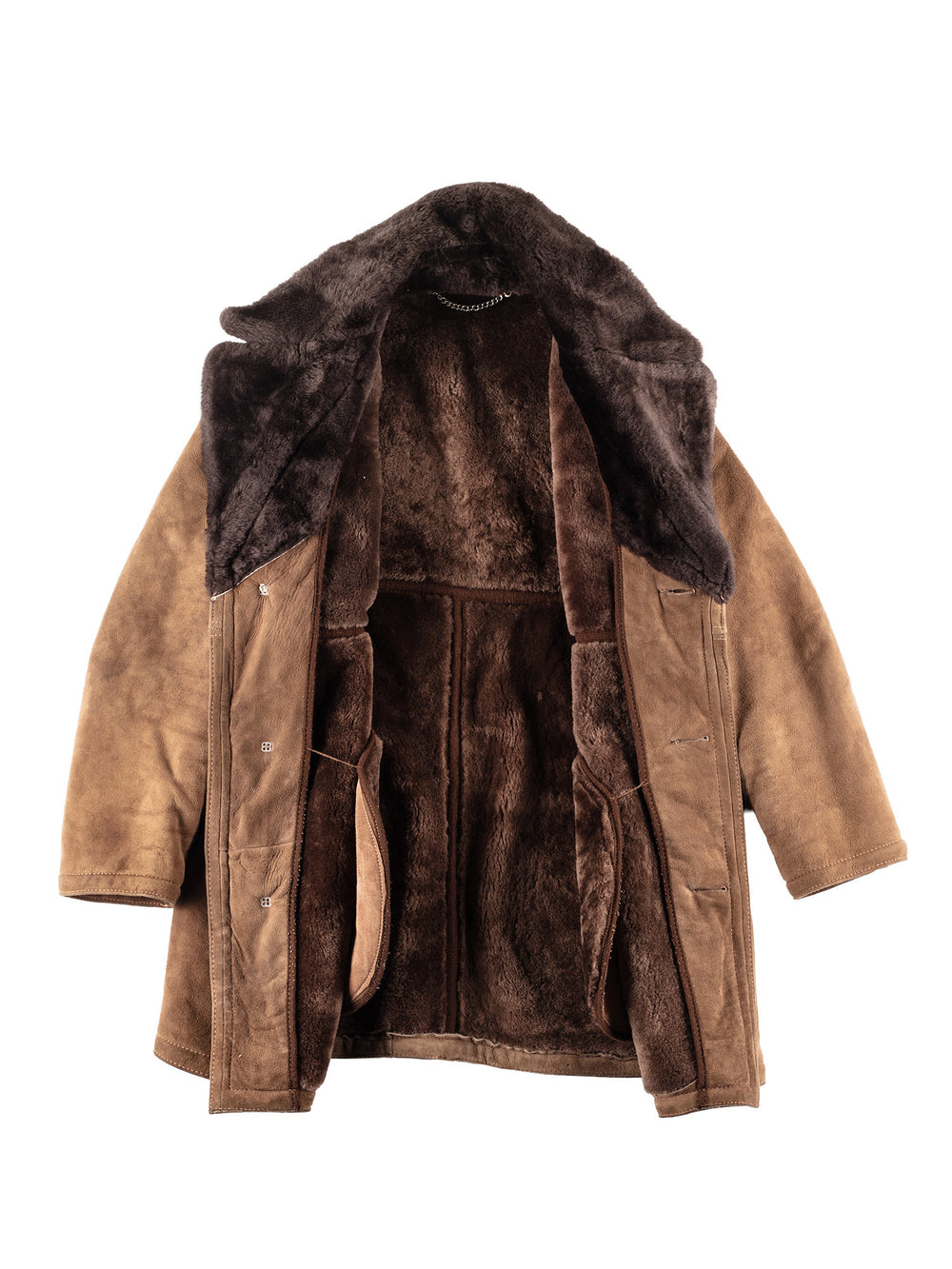 Vintage 70's Men Sheepskin Coat in Brown
