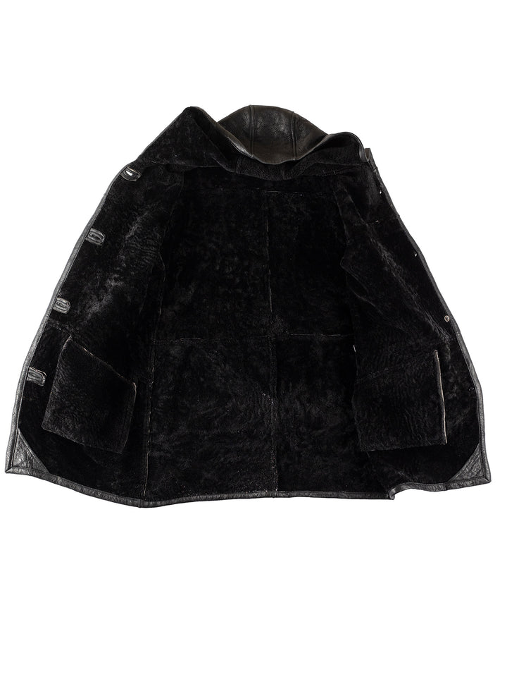 Vintage 80's Women Sheepskin Coat in BlackMN321