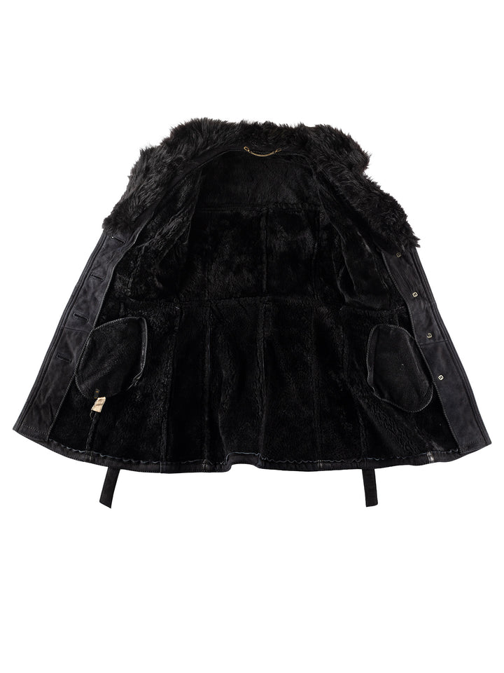 Vintage 70's Women Sheepskin Coat in BlackMN243