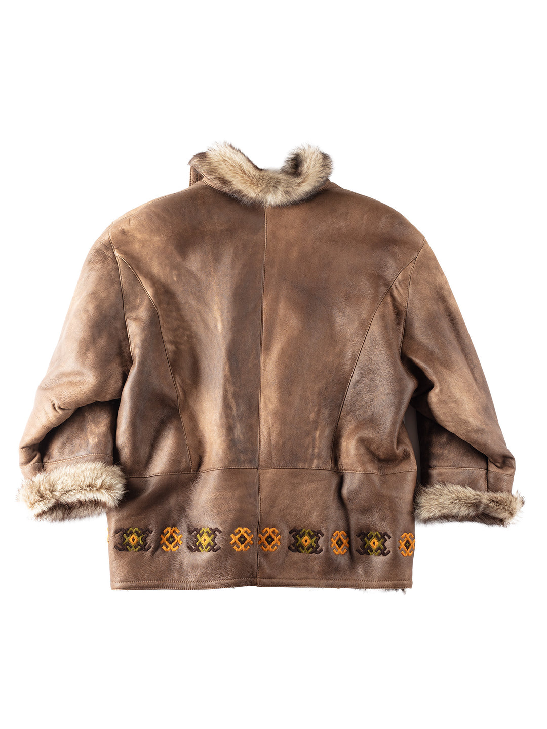 Vintage 80's Women Sheepskin Shearling Coat in Brown