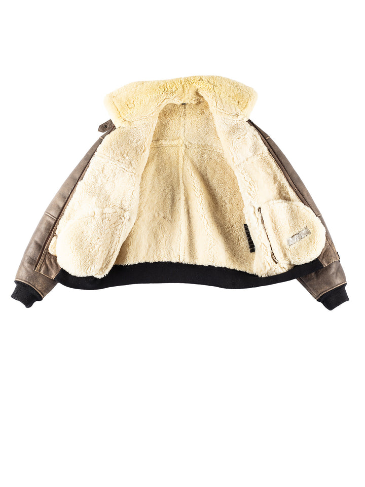 Vintage 80's Men Sheepskin Jacket in BrownVN383