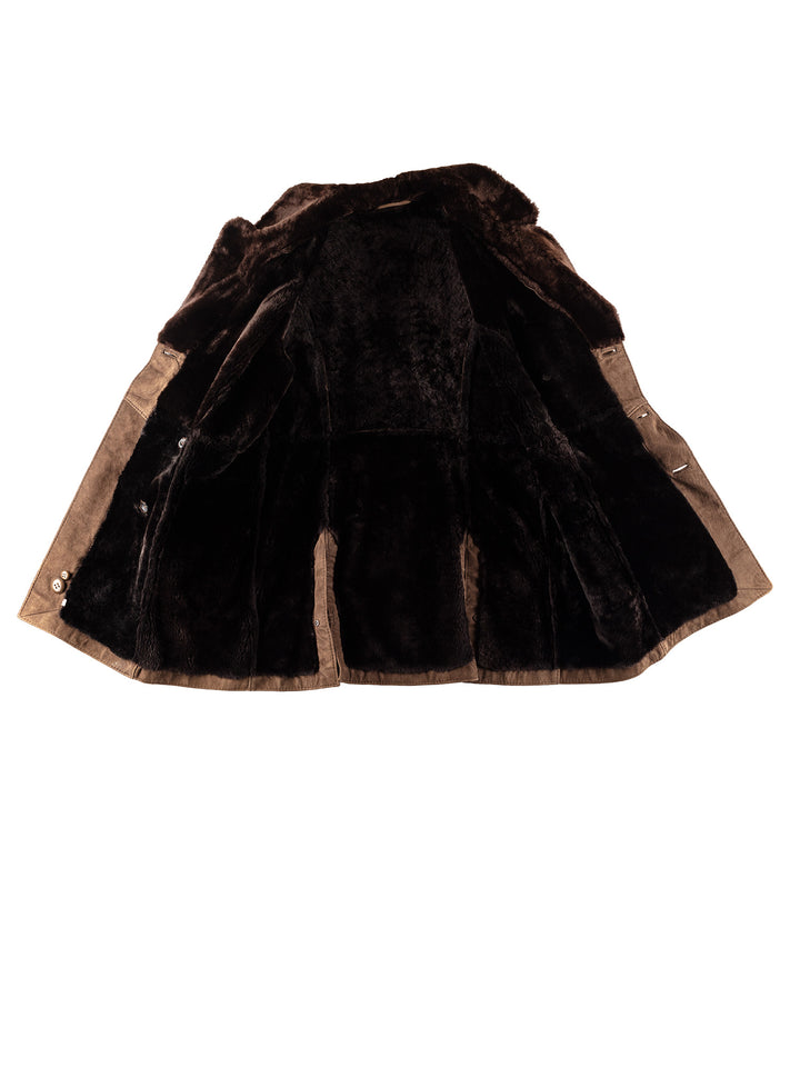Vintage 80's Men Sheepskin Coat in BrownVN385