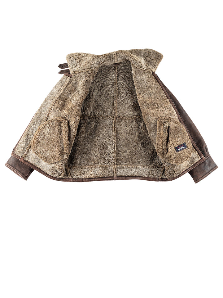 Vintage 80's Men Sheepskin Jacket in BrownVN382