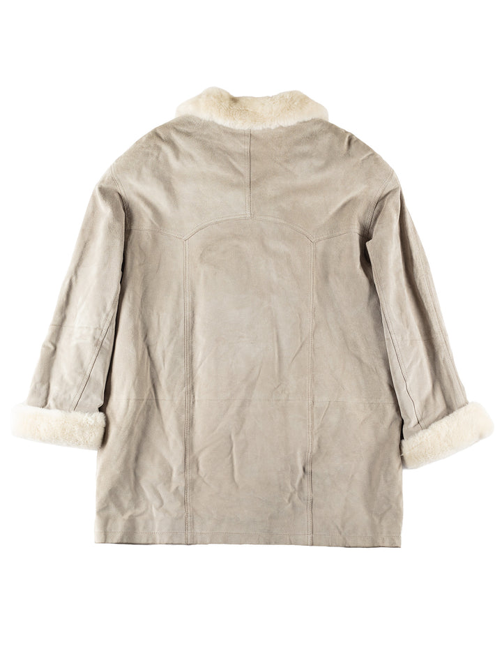 Vintage 00's Women Faux Sheepskin Coat in Gray