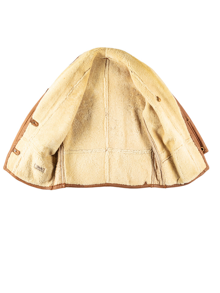 Vintage 80's Men Sheepskin Coat in BrownVN105