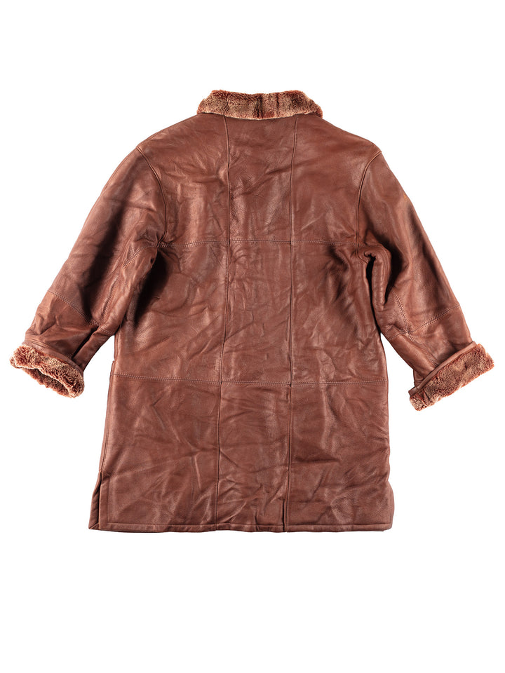 Vintage 90's Women Sheepskin Coat in Brown